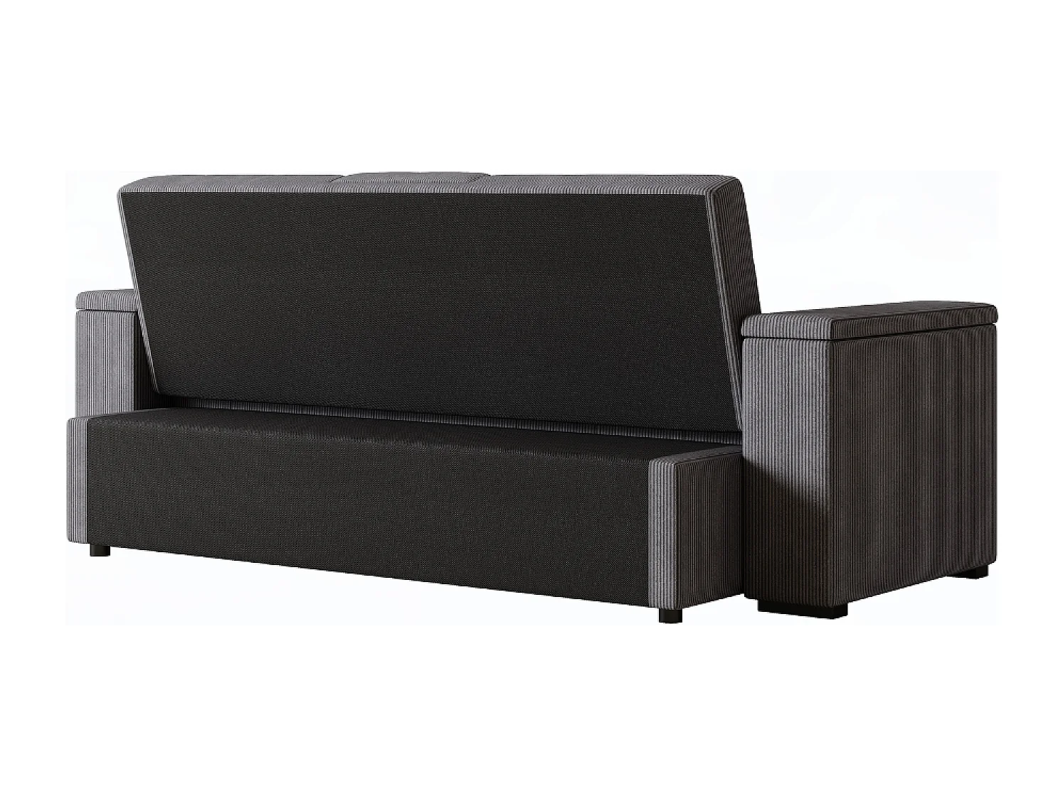 Sofá-Cama Conversível Modular de 3 Lugares em Veludo Cotelê Cinza com Armazenamento NOHO