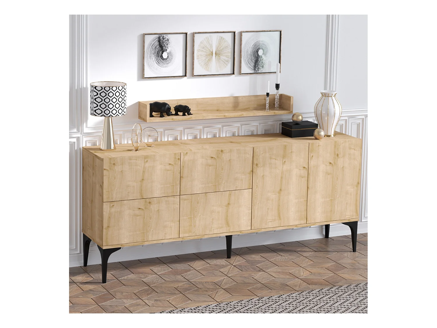 Ensemble buffet et étagère murale ASSEN