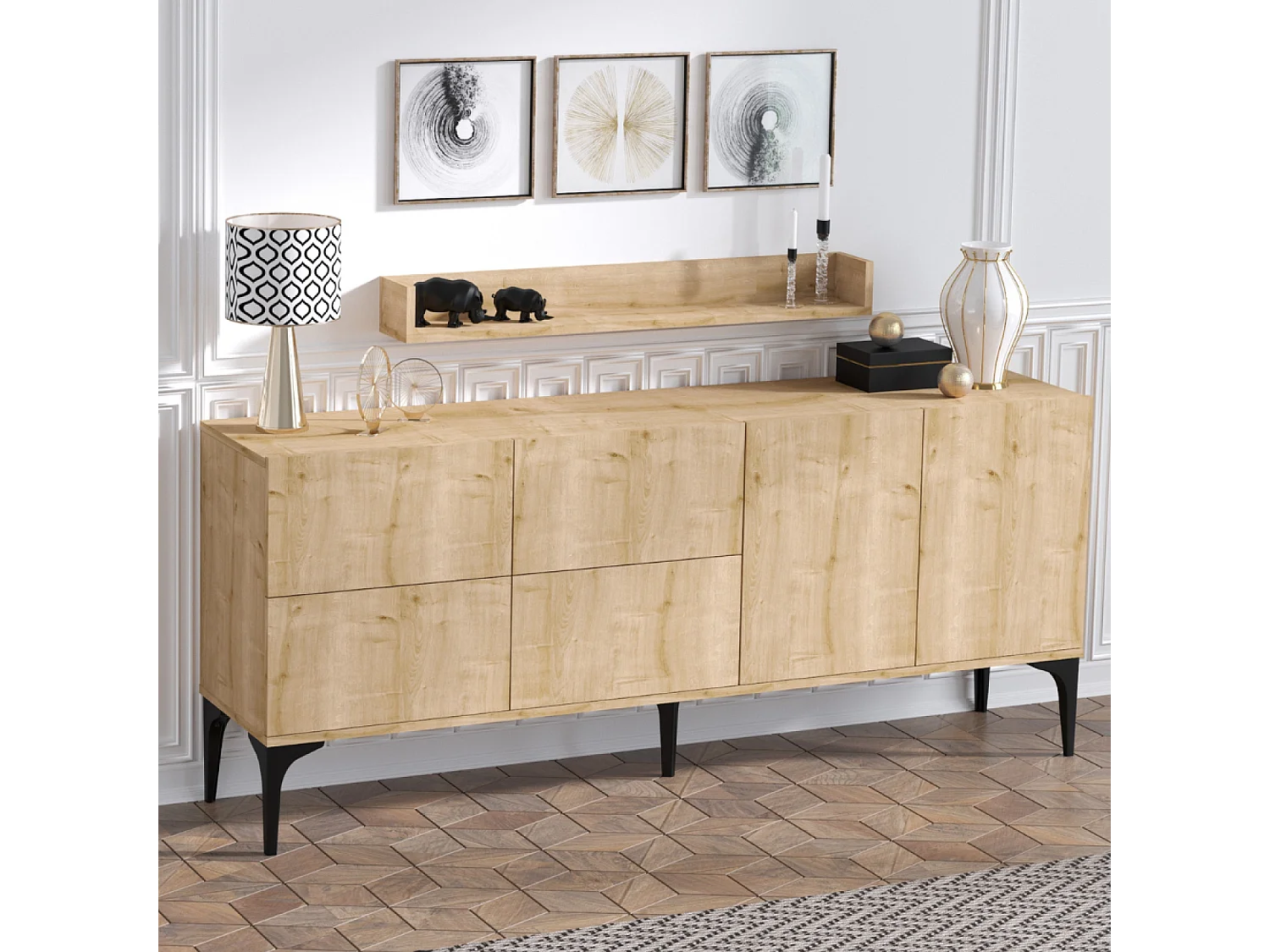 Aparador y estantería de pared ASSEN