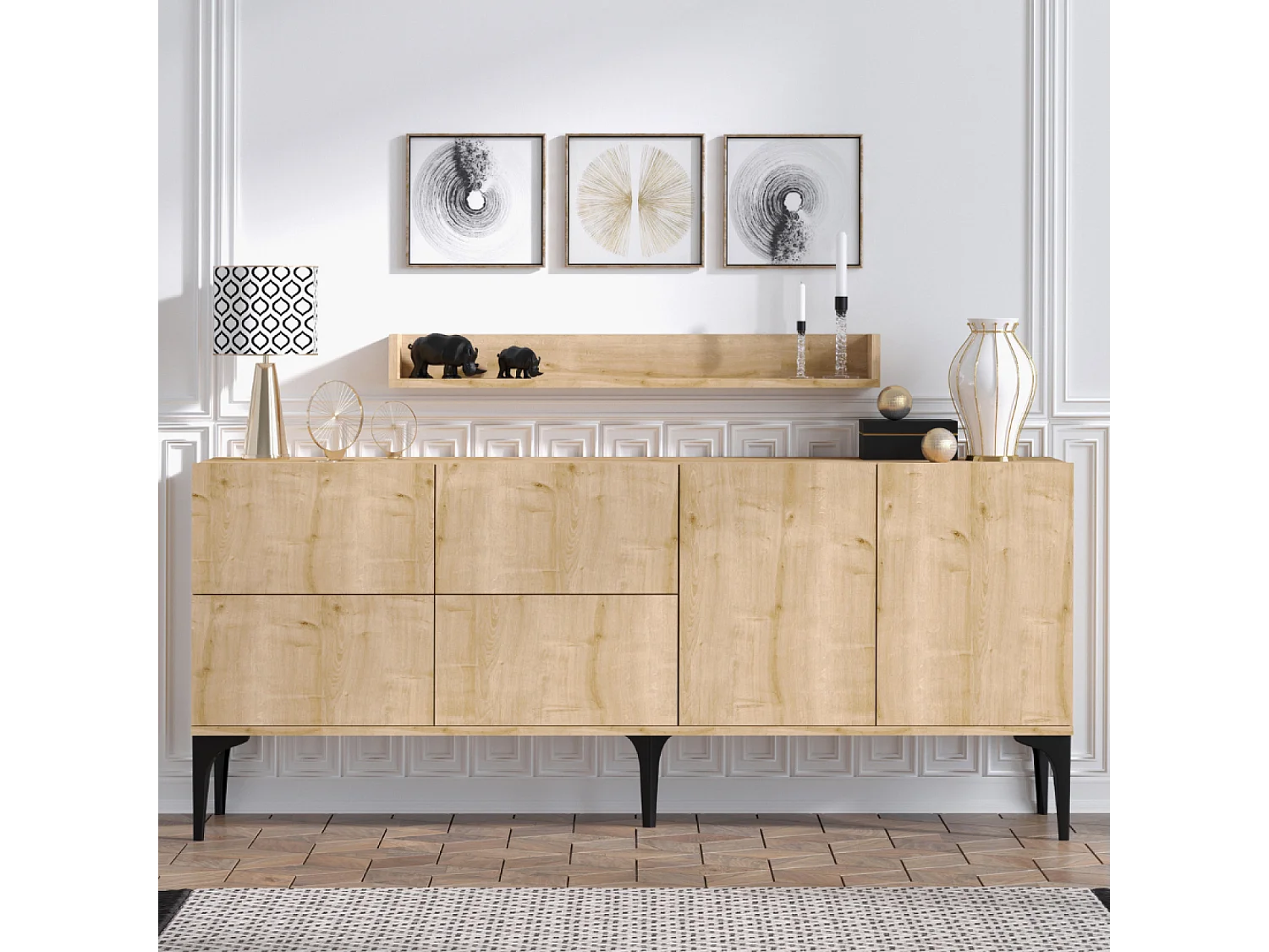 Aparador y estantería de pared ASSEN