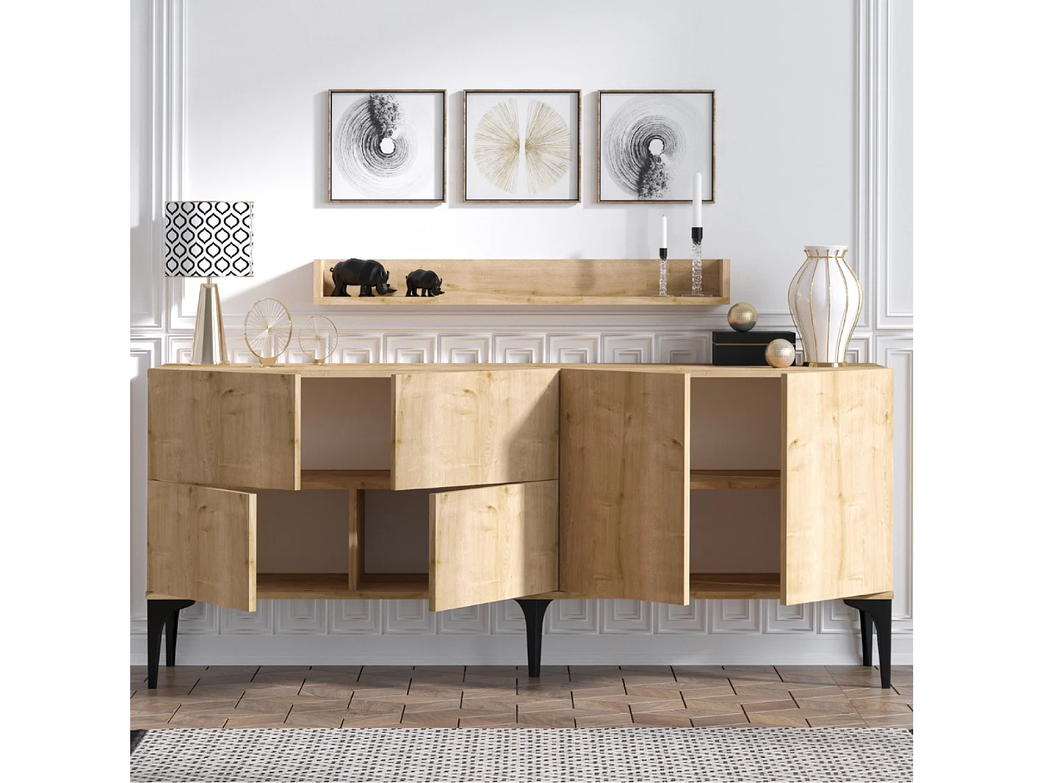 Aparador y estantería de pared ASSEN