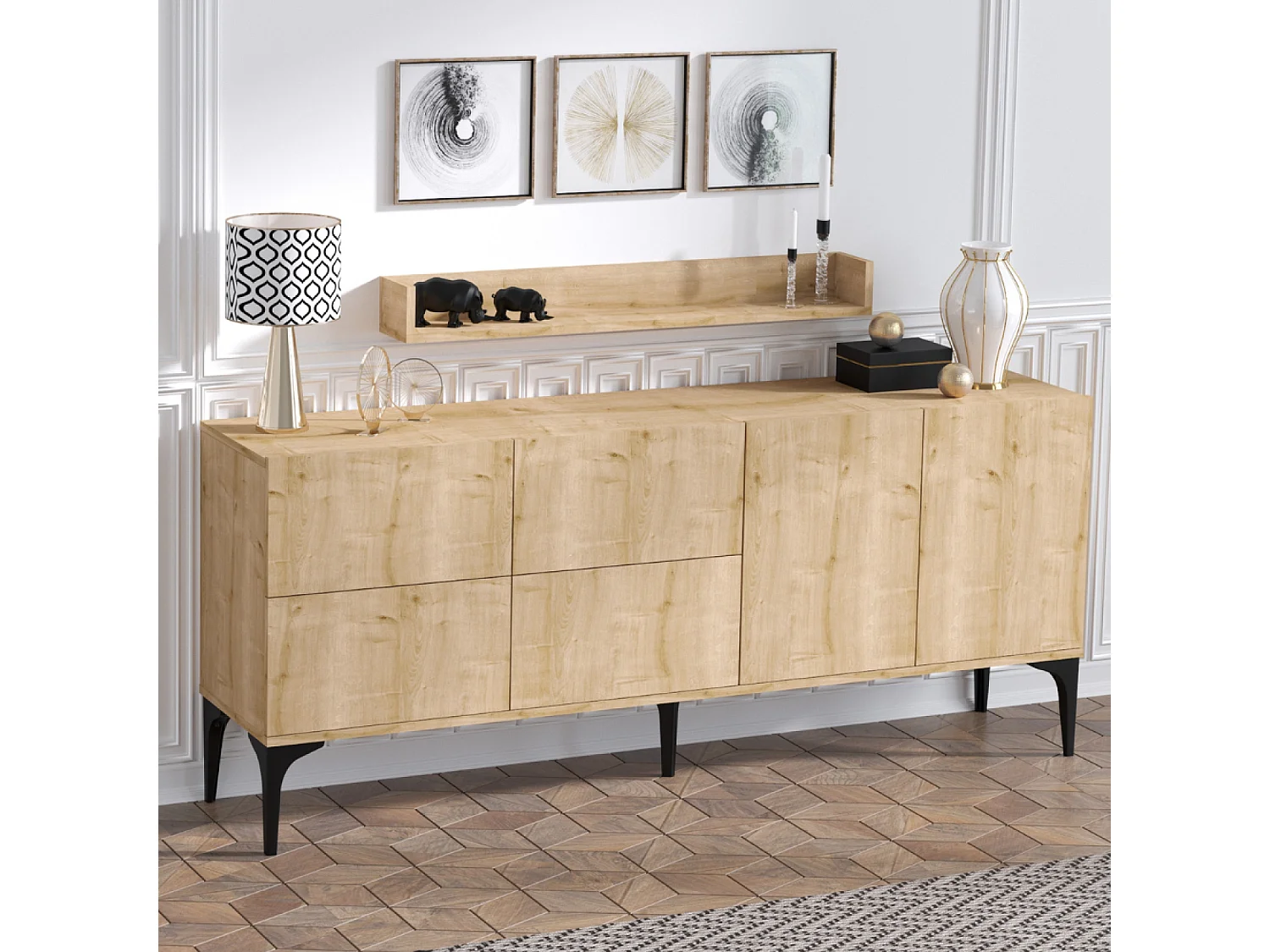 Ensemble buffet et étagère murale ASSEN