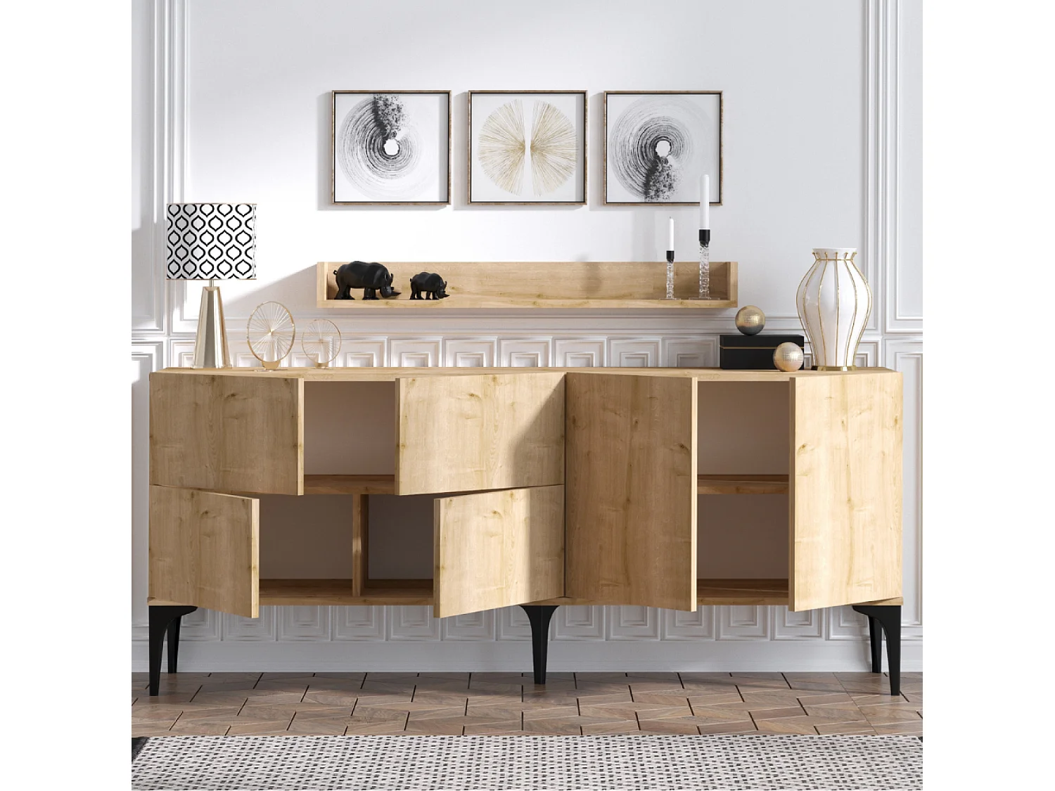 Ensemble buffet et étagère murale ASSEN