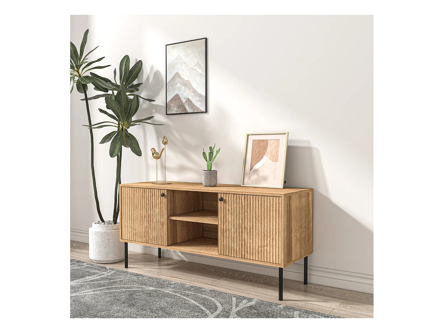 Buffet en bois avec 2 portes et 2 niches EDGE
