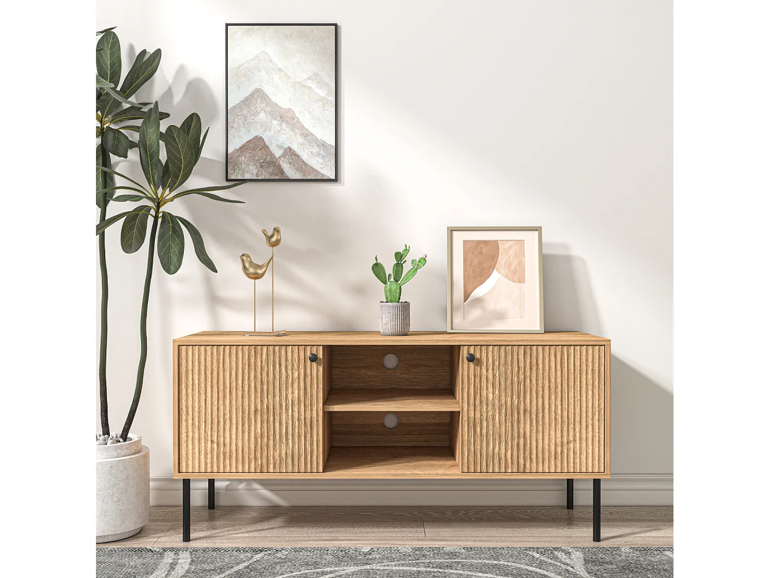 Buffet en bois avec 2 portes et 2 niches EDGE