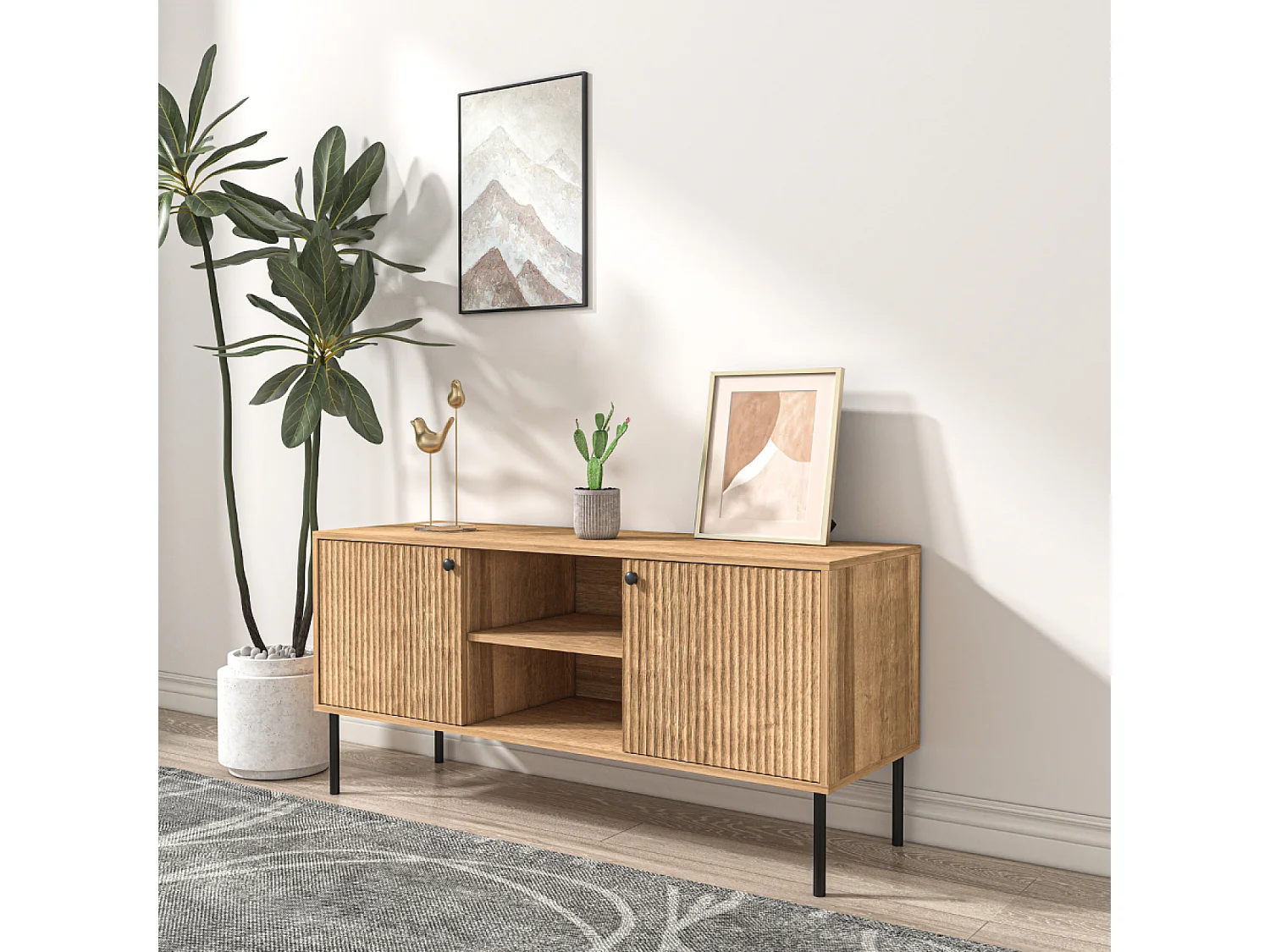 Buffet en bois avec 2 portes et 2 niches EDGE