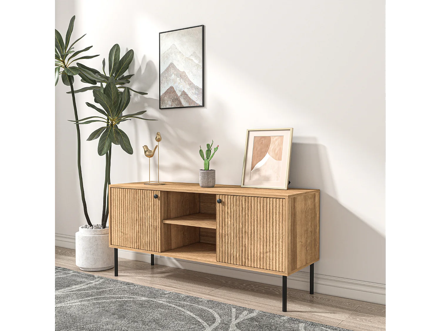 Buffet en bois avec 2 portes et 2 niches EDGE