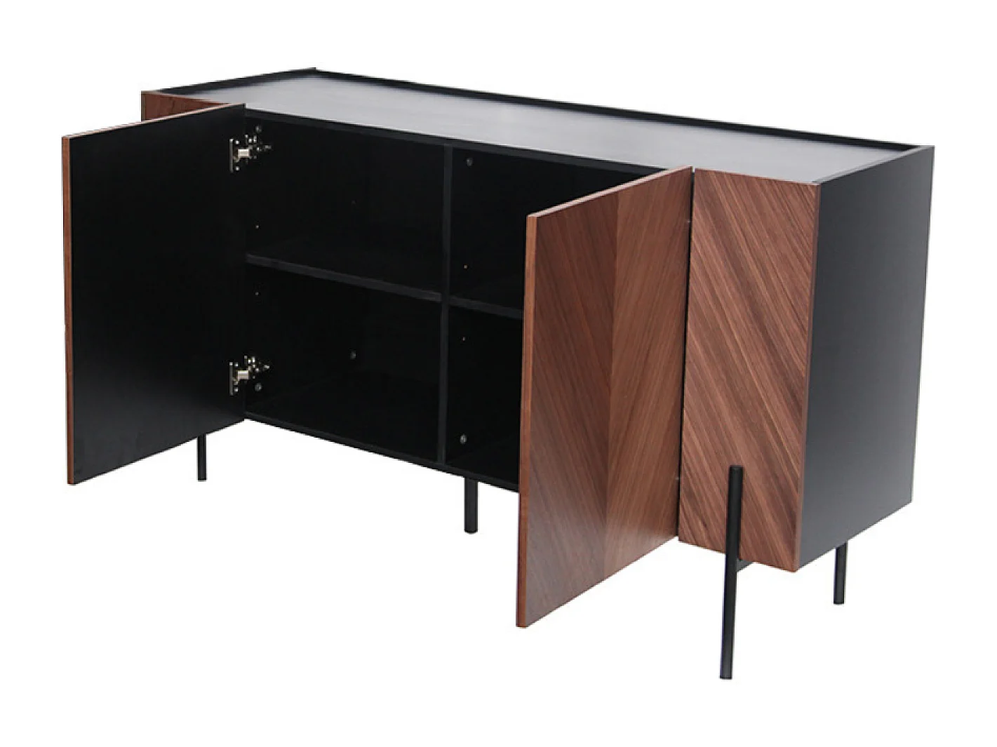 Buffet en bois vintage chevron noyer 120cm SEQUOIA