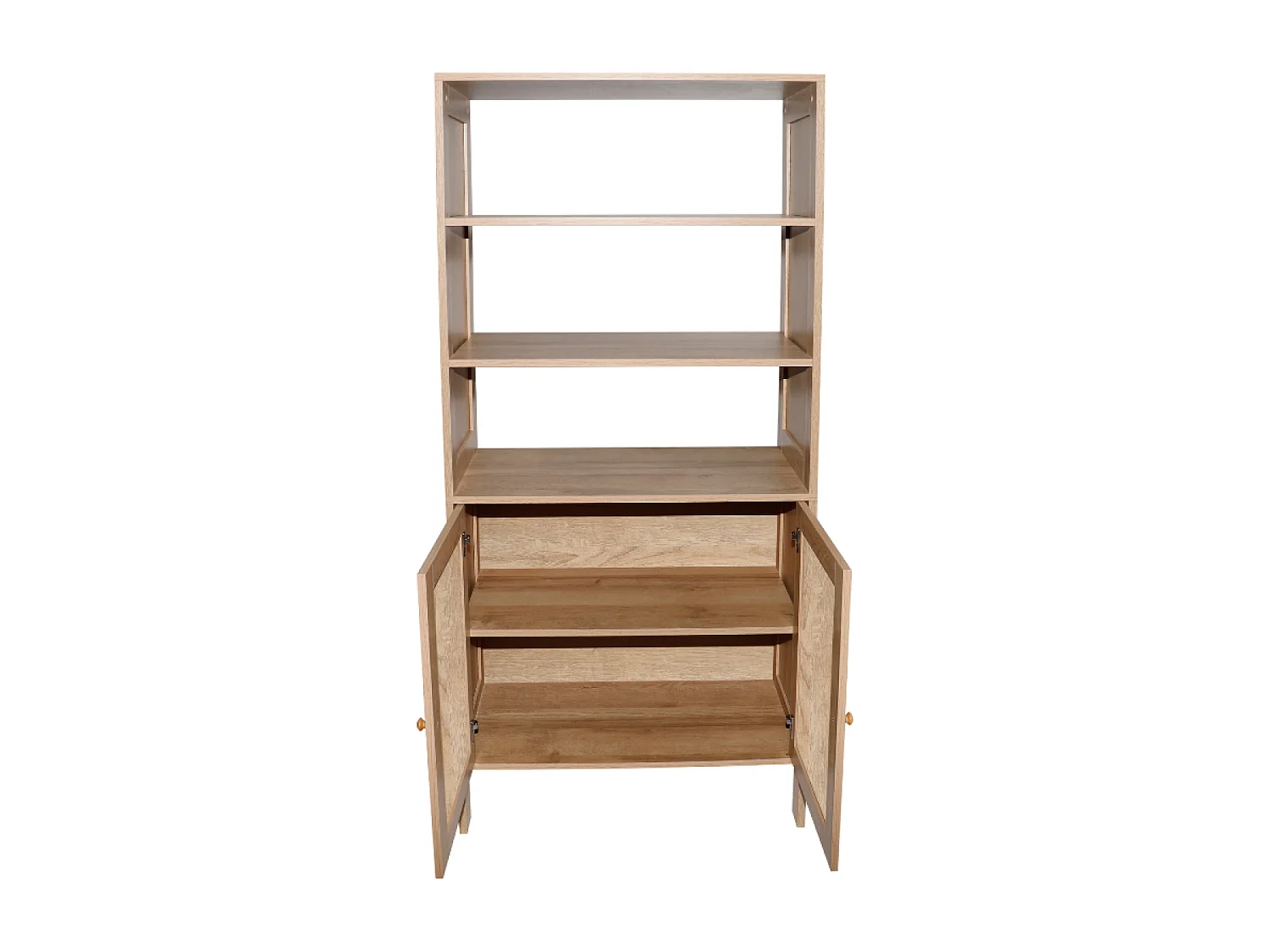 CANGE Servieskast met 3 planken en 2 deuren van riet