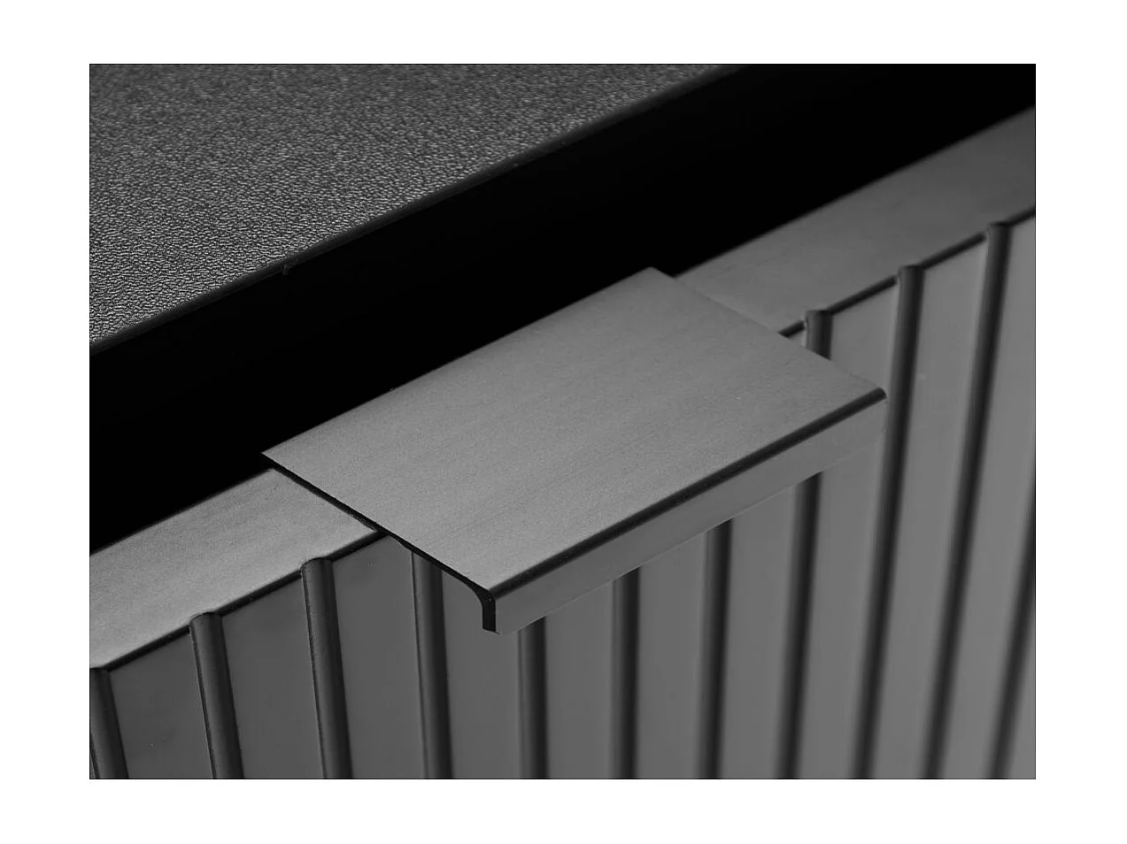 Buffet 2 portes et 1 tiroir PAYTON à lattes noir - 150x40 cm