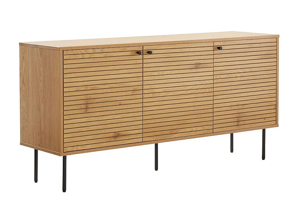 Buffet BRODIE avec finition chêne et pieds noirs - 150x140 cm - Bois