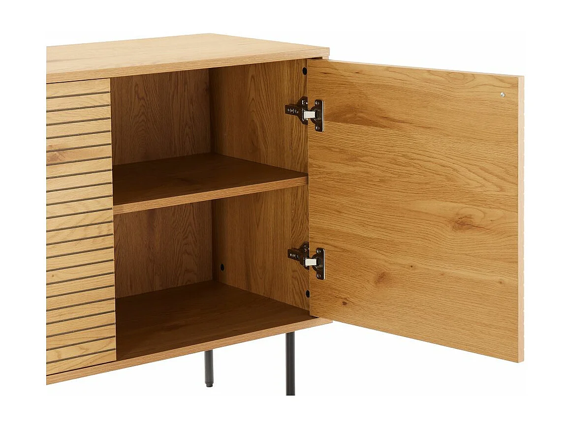 Buffet BRODIE avec finition chêne et pieds noirs - 150x140 cm - Bois