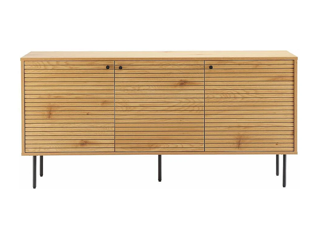 Buffet BRODIE avec finition chêne et pieds noirs - 150x140 cm - Bois