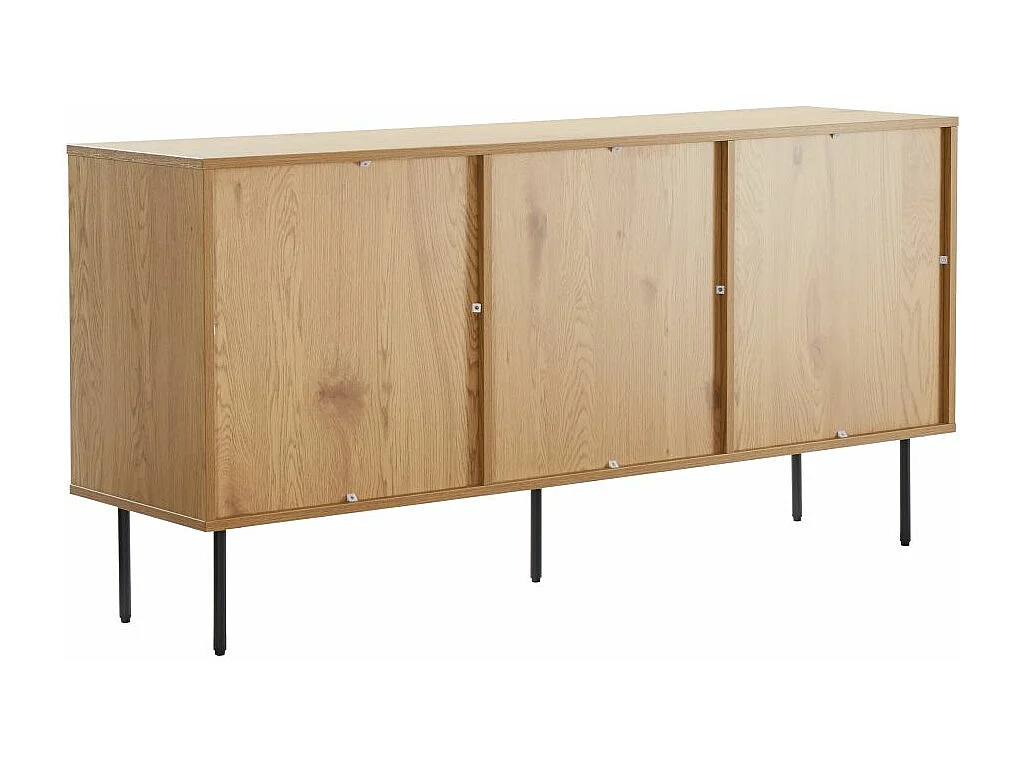 Buffet BRODIE avec finition chêne et pieds noirs - 150x140 cm - Bois
