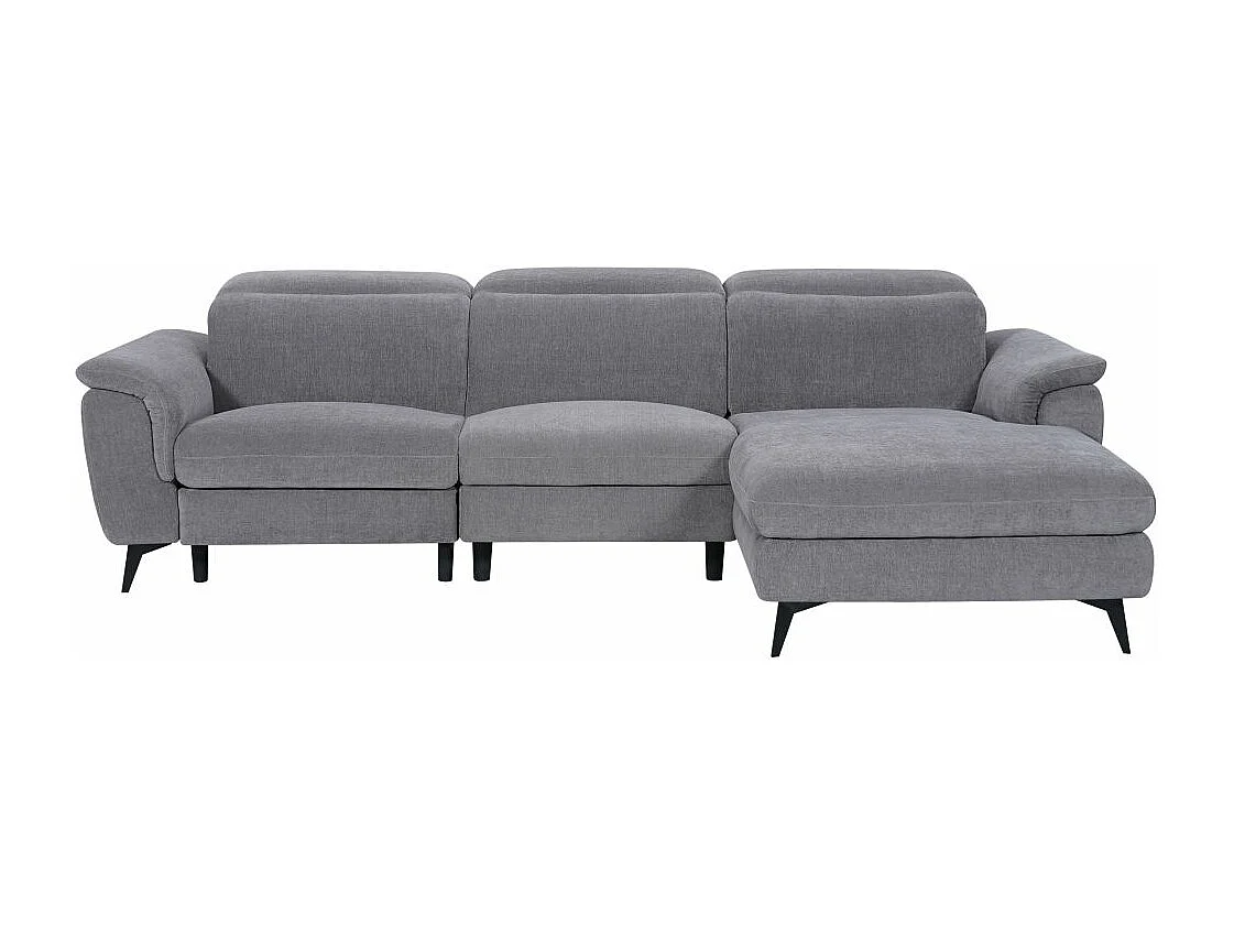Canapé d'angle droit de relaxation électrique Shelby avec 1 assise relax - Gris - L275 x P176 x H80cm - Loungitude
