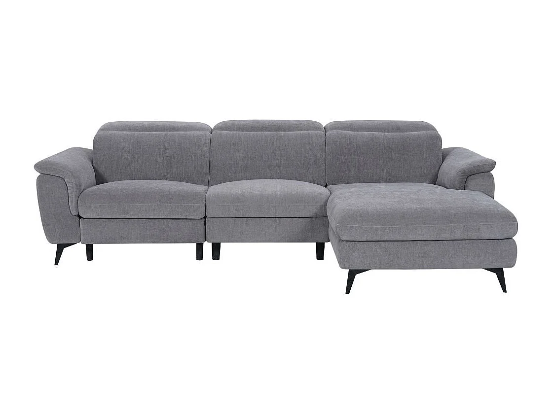 Canapé d'angle droit de relaxation électrique Shelby avec 1 assise relax - Gris - L275 x P176 x H80cm - Loungitude