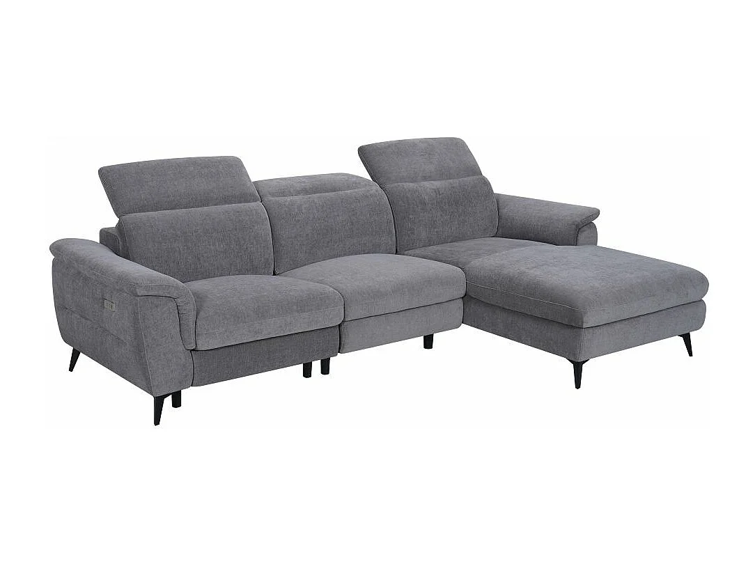 Canapé d'angle droit de relaxation électrique Shelby avec 1 assise relax - Gris - L275 x P176 x H80cm - Loungitude