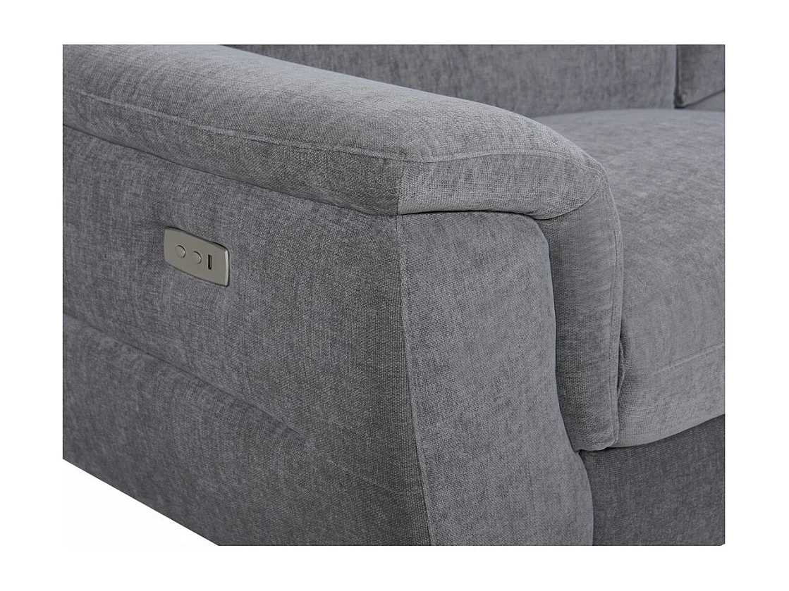 Canapé d'angle droit de relaxation électrique Shelby avec 1 assise relax - Gris - L275 x P176 x H80cm - Loungitude