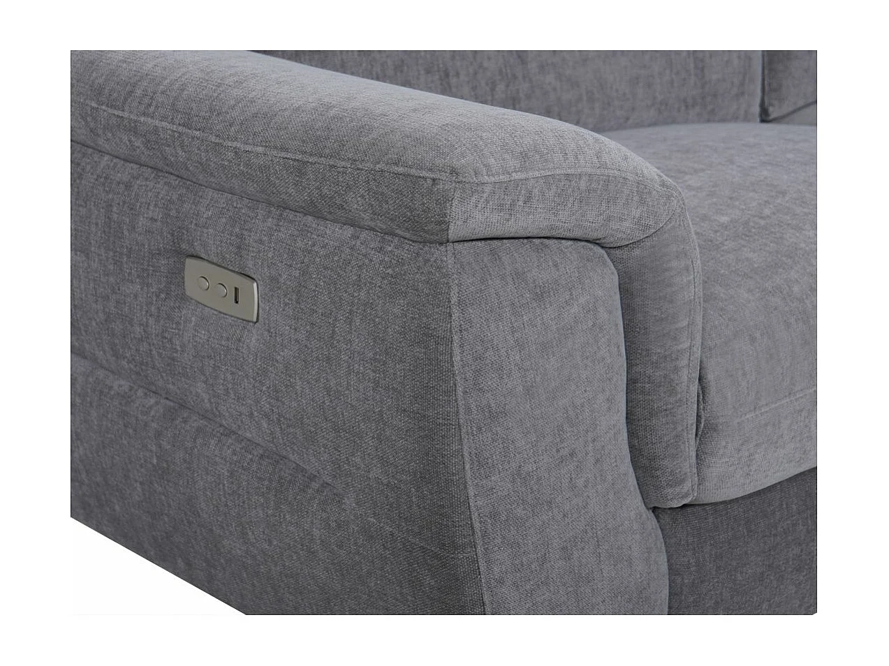 Canapé d'angle droit de relaxation électrique Shelby avec 1 assise relax - Gris - L275 x P176 x H80cm - Loungitude
