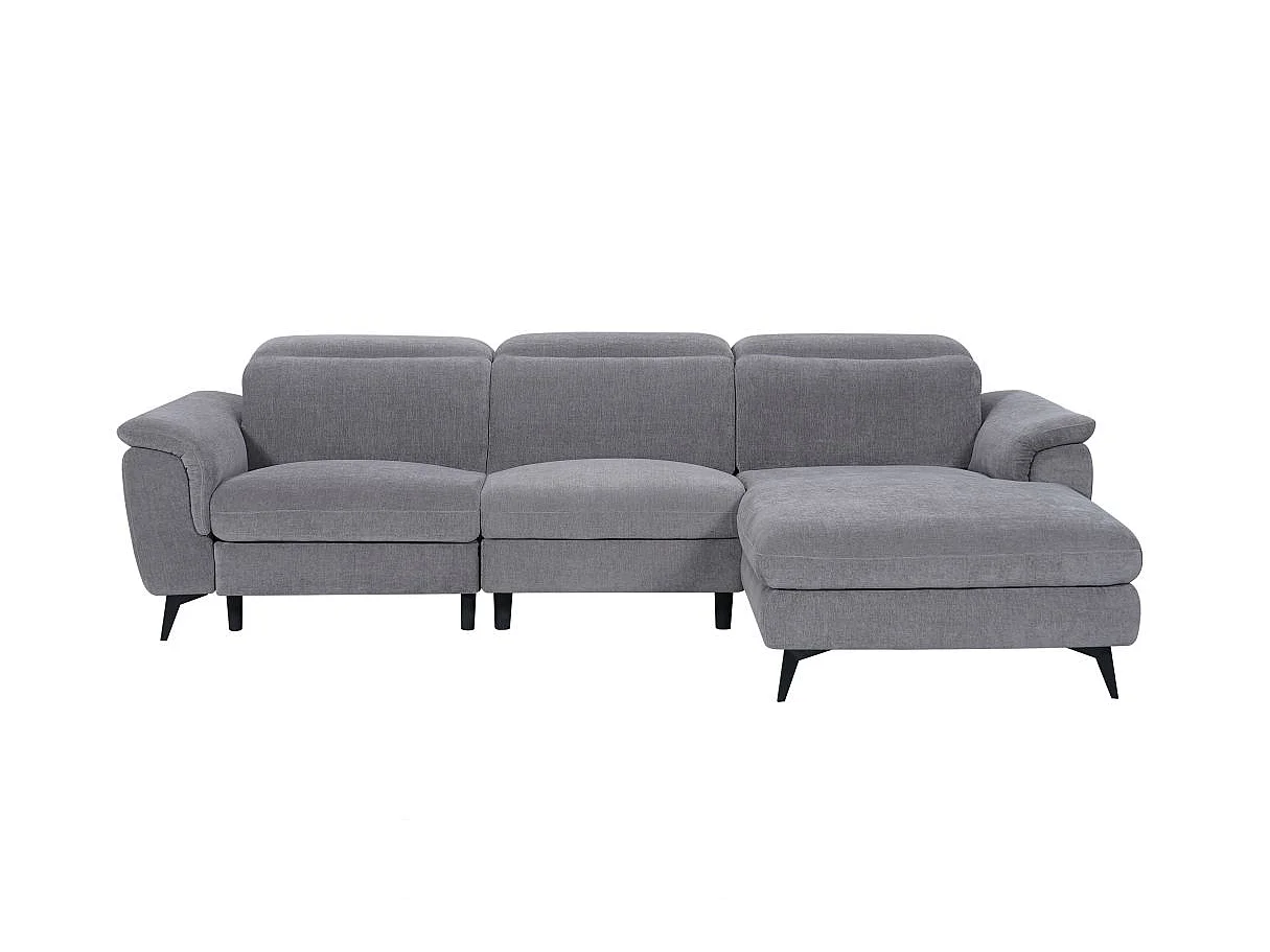 Canapé d'angle relax 4 places en tissu gris SHELBY 275x176x80 cm
