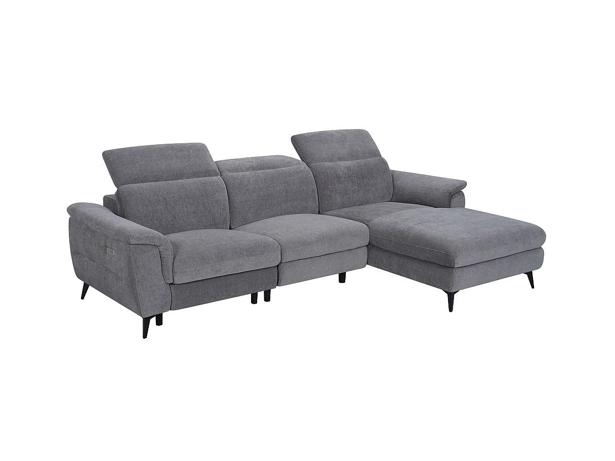 Canapé d'angle relax 4 places en tissu gris SHELBY 275x176x80 cm