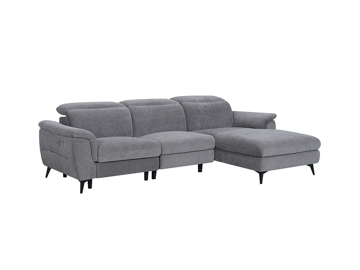 Canapé d'angle relax 4 places en tissu gris SHELBY 275x176x80 cm