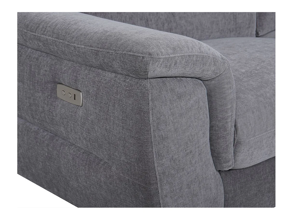Canapé d'angle relax 4 places en tissu gris SHELBY 275x176x80 cm