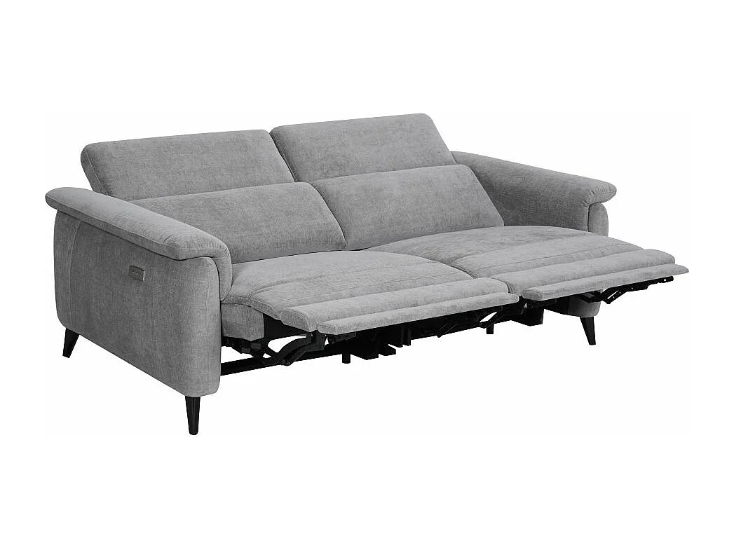 Canapé de relaxation électrique 3 places Olmia en tissu - Gris - L195 x P104 x H73cm - Loungitude