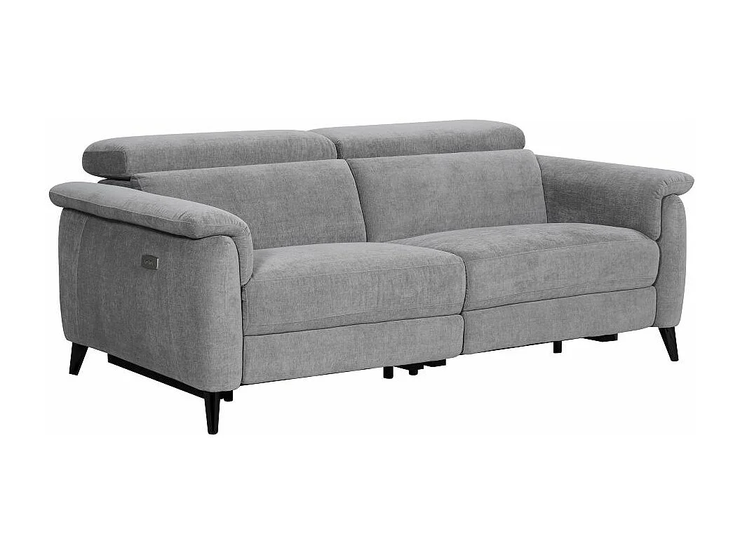 Canapé de relaxation électrique 3 places Olmia en tissu - Gris - L195 x P104 x H73cm - Loungitude