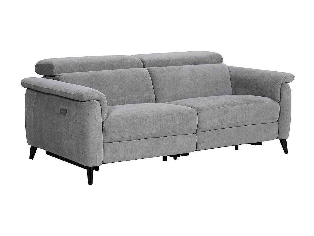 Canapé de relaxation électrique 3 places Olmia en tissu - Gris - L195 x P104 x H73cm - Loungitude