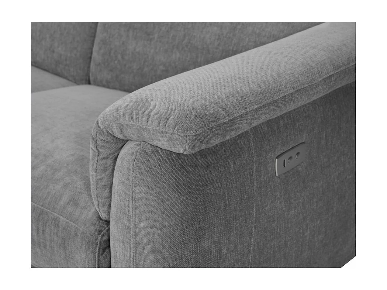 Canapé de relaxation électrique 3 places Olmia en tissu - Gris - L195 x P104 x H73cm - Loungitude