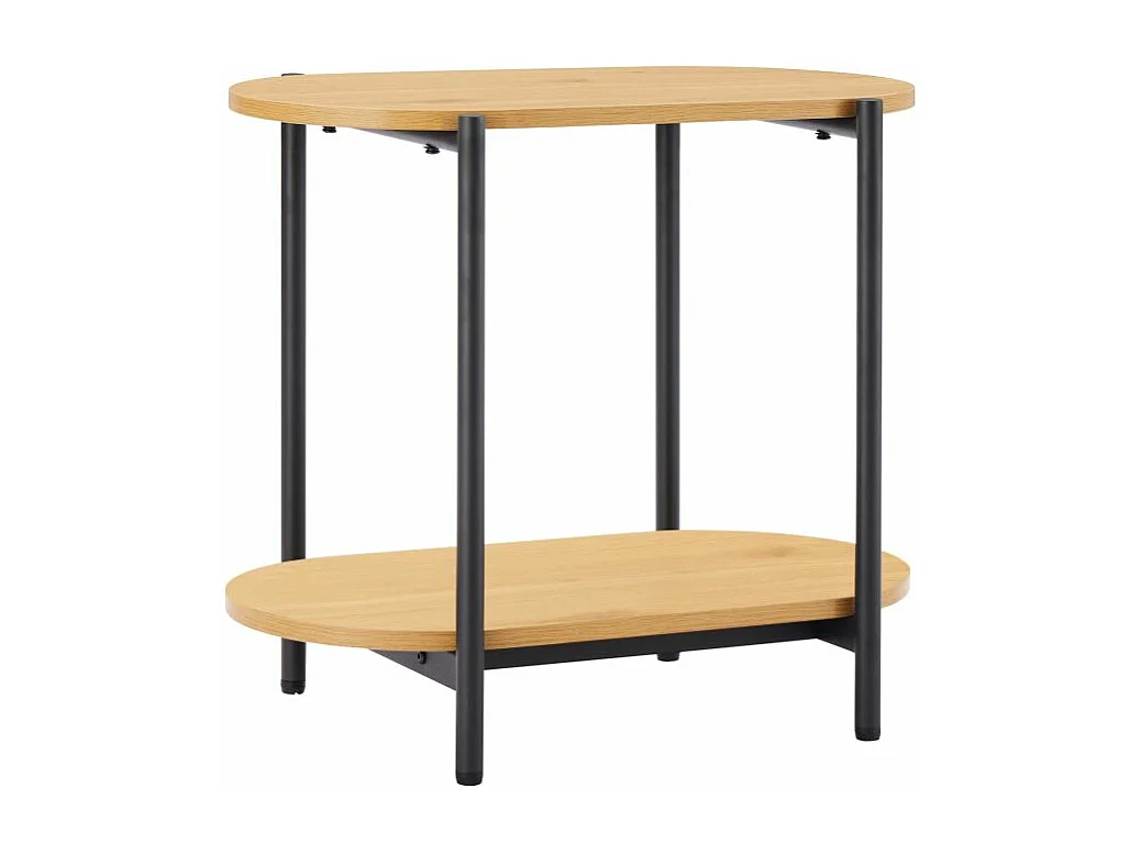 Table d'appoint BRODIE avec finition chêne et pieds métal noirs - 60x34 cm - Bois
