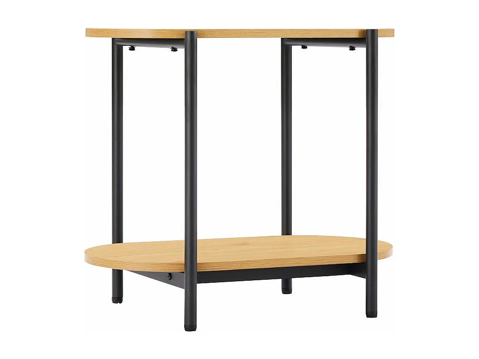 Table d'appoint BRODIE avec finition chêne et pieds métal noirs - 60x34 cm - Bois