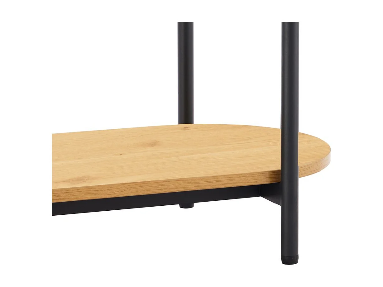 Table d'appoint BRODIE avec finition chêne et pieds métal noirs - 60x34 cm - Bois