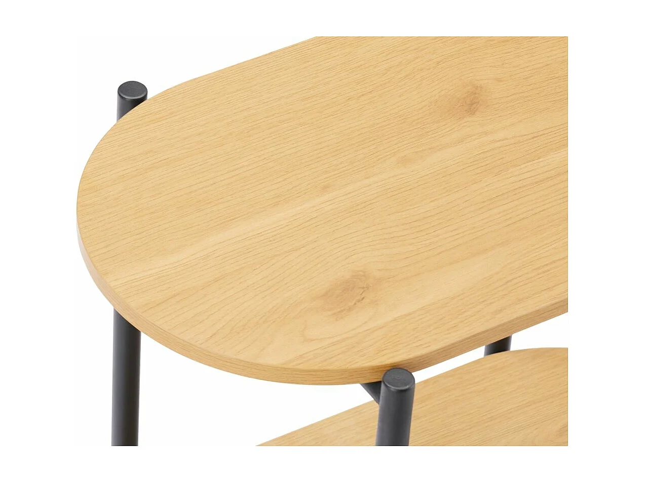 Table d'appoint BRODIE avec finition chêne et pieds métal noirs - 60x34 cm - Bois