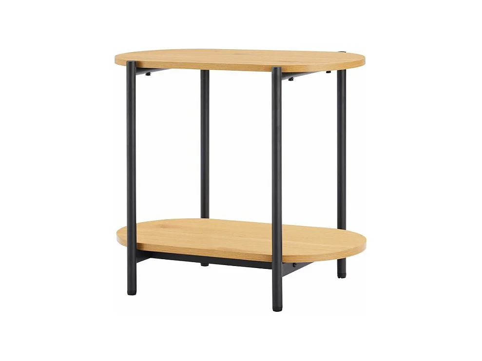 Table d'appoint BRODIE avec finition chêne et pieds métal noirs - 60x34 cm - Bois