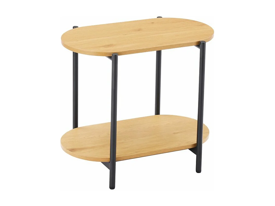Table d'appoint BRODIE avec finition chêne et pieds métal noirs - 60x34 cm - Bois