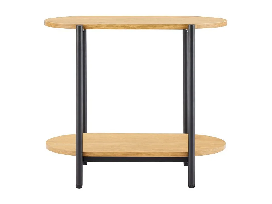 Table d'appoint BRODIE avec finition chêne et pieds métal noirs - 60x34 cm - Bois