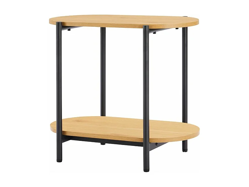 Table d'appoint BRODIE avec finition chêne et pieds métal noirs - 60x34 cm - Bois