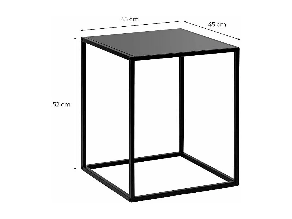 Table d'appoint FILAR carré en métal - 45x45 cm - Noir