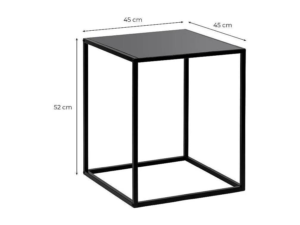 Table d'appoint FILAR carré en métal - 45x45 cm - Noir