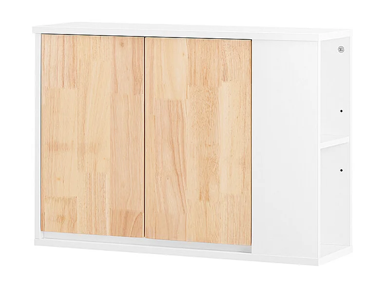 SoBuy BZR144-WN Armoire Murale, Placard de Rangement, Meuble Haut avec 2 Portes, Étagère latérale et Ouverte