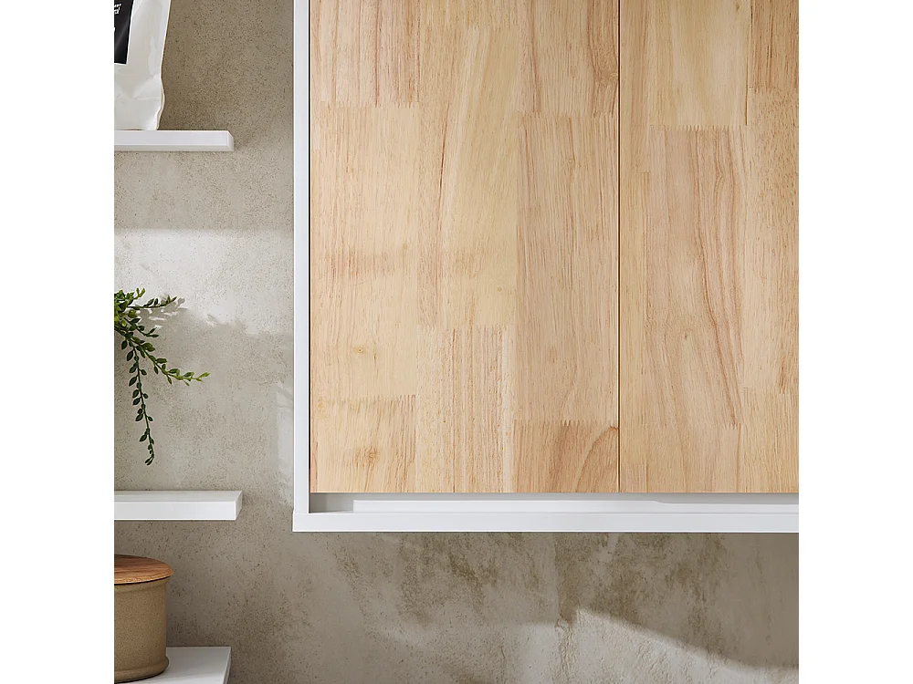 Armario de Pared para Baño Armario de Almacenamiento con 2 Puertas y 2 Compartimentos Abierto Blanco 68 x 20 x 48 cm BZR144-WN SoBuy ES