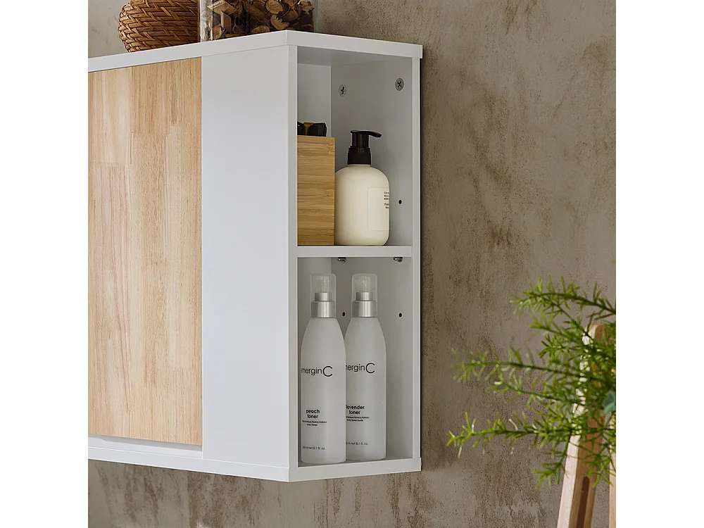 Armario de Pared para Baño Armario de Almacenamiento con 2 Puertas y 2 Compartimentos Abierto Blanco 68 x 20 x 48 cm BZR144-WN SoBuy ES