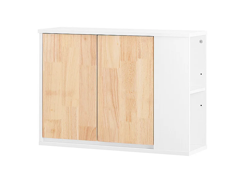 SoBuy BZR144-WN Armoire Murale, Placard de Rangement, Meuble Haut avec 2 Portes, Étagère latérale et Ouverte