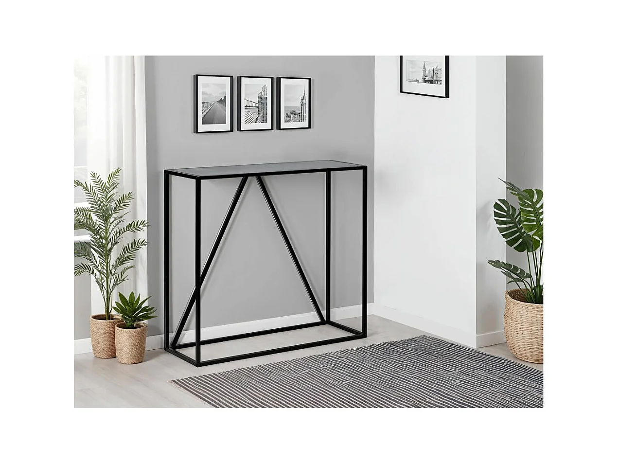 Console FILAR en métal noir - 90x30 cm