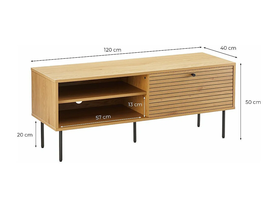 Meuble TV BRODIE en bois et pieds noirs - 120x40 cm