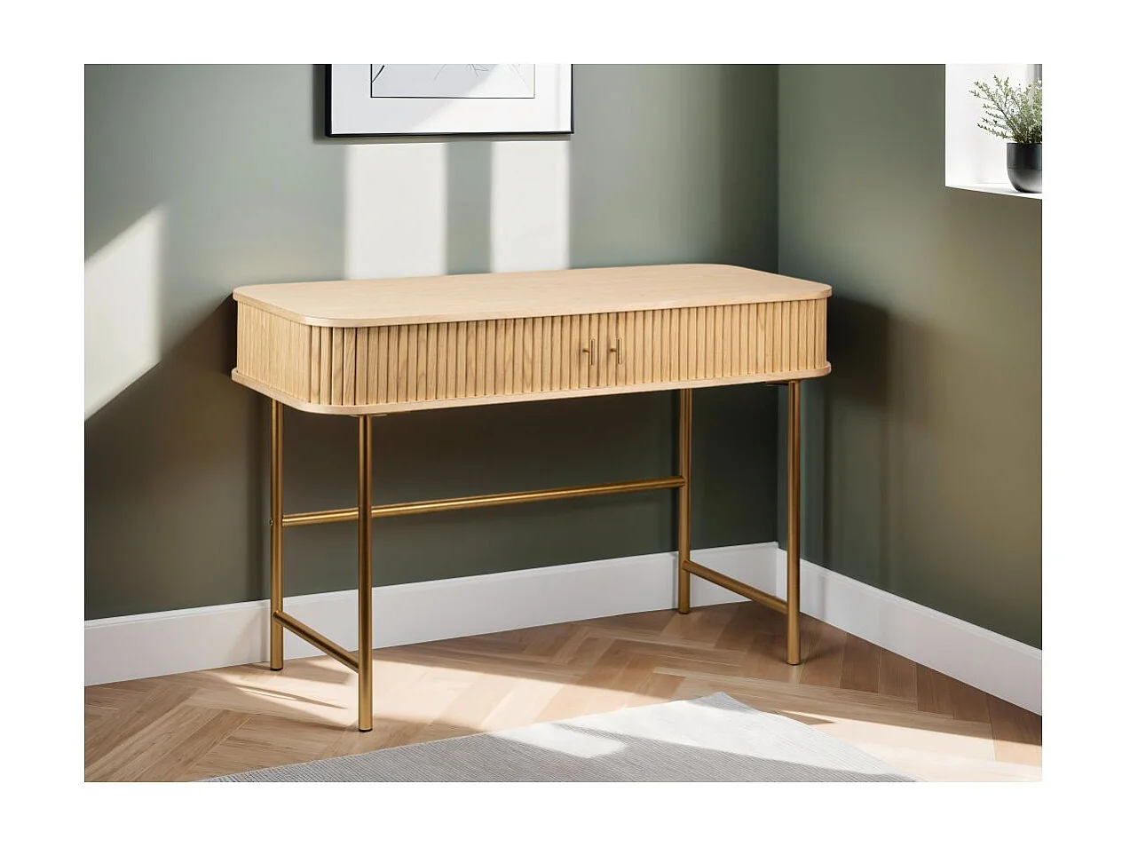 Bureau GOYA en bois et laiton - 120x50 cm