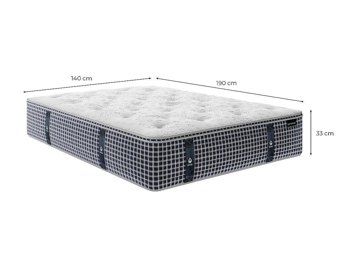 Matelas à mémoire de forme HAn'en + ressorts ensachés - 33cm d'épaisseur - 180x200cm