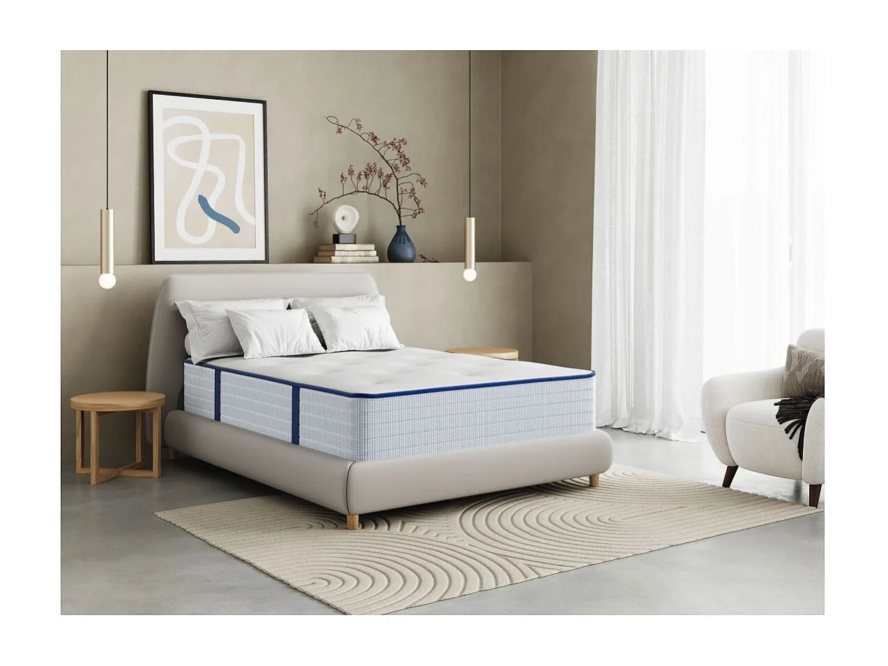 Matelas à mémoire de forme HAn'en + ressorts ensachés - 33cm d'épaisseur - 140 x 190cm